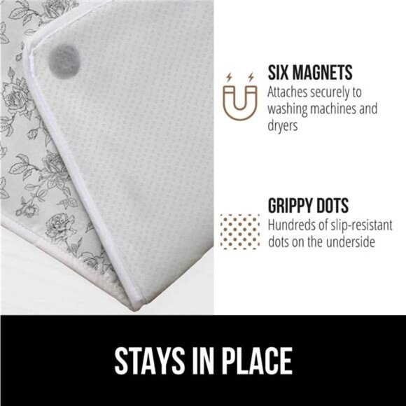 New Portable Ironing Mat, Magnetic Pad, Scorch Resistant, 28x24 Gray Floral - Picture 4 of 7